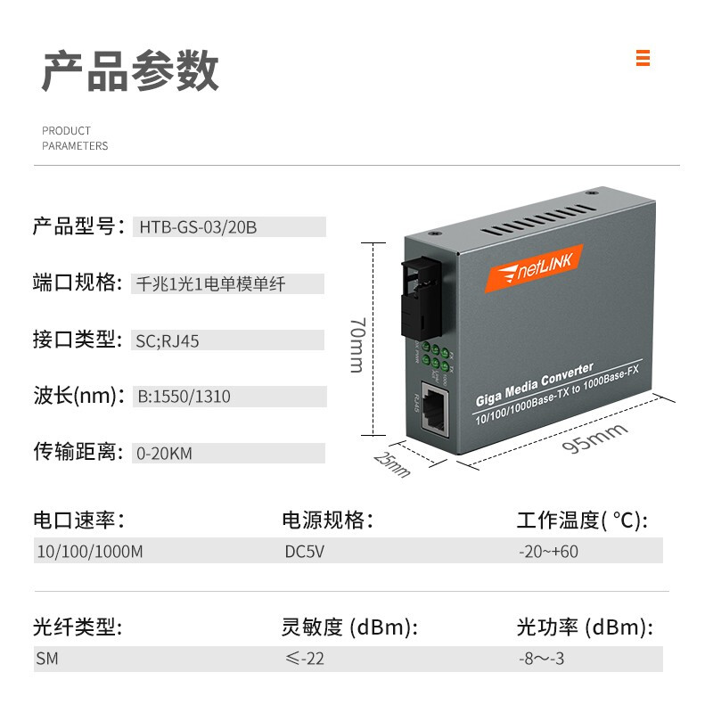 netLINK HTB-GS-03/AB 千兆單纖單模光纖收發(fā)器 高性能光電轉(zhuǎn)換的實(shí)用選擇